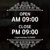 뭉키데코 오픈클로즈 영업시간스티커 시트지컷팅 유리스티커_013_라인아트 01, 화이트