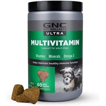 gnc 애완 동물 울트라 강아지 보조제 강아지 비타민 보조제 강아지 건강 지원 애완동물, 60카운트, 종합 비타민 - 성인