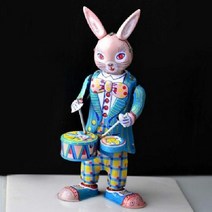 빈티지 레트로 틴토이 양철 태엽 토끼 장식 소품, 단품