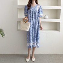 옷자락 여자 레이스 포인트 잔꽃 플라워 프릴 롱 원피스