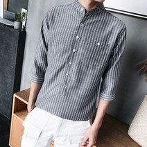 가바바 직수입 남성 6부 헨리넥 스트라이프셔츠 G2847