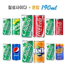 미니 탄산캔 칠성사이다 190ml 15캔 + 15캔 스프라이트 콜라 펩시 환타 맥콜 코카콜라제로 업소용 대량주문 혼합캔 식당용, 칠성사이다 15캔 + 펩시콜라 15캔