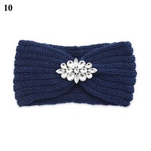 겨울 넓은 니트 머리띠 여성 새로운 명확한 크리스탈 꽃 트위스트 크로 셰 뜨개질 헤어 밴드 랩 라인 석 귀