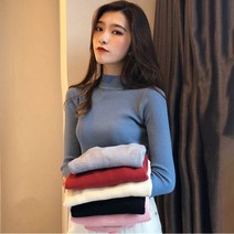 은창]골지 라운드 넥 티셔츠 컬러풀 니트 티셔츠 9칼라 티 봄 가을 겨울 봄 상의 긴팔 티 니트 폴라 여성