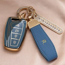 현대 스마트키 키케이스 그랜저HG 그랜저IG 아반떼CN7 신형에쿠스 제네시스DH 싼타페DM 윈밀리언 맥스크루즈 적용 키케이스 키홀더, A타입, 네이비블루