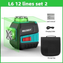 mileseey 2 라인 레이저 레벨 l52r 360 레이저 레벨 l6 배터리 및 삼각대가 포함된 니벨 레이저 лазерный уровень, 협력사, 12 라인 세트 2