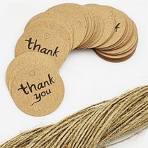 포장 크라프트 감사 태그 100장 땡큐 종이 택 원형 텍 크래프트 선물 데코