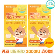 키즈 활성 비타민D 2000IU 어린이 성장기 츄어블 캔디 오렌지맛 아연 1300mgX60정 2개
