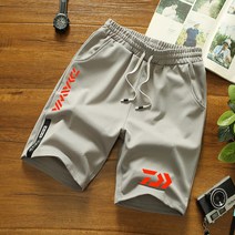 남성용 다이와 통기성 낚시 반바지 멀티 포켓 빠른 건조 낚시 옷 긴 반바지 낚시 바지 탄성 허리 여름, XL, GRAY