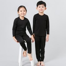 아동용 기모 블랙 9부 실내복 상하벌