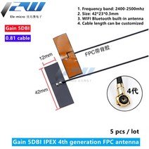 dmb안테나 tv 5 개몫 wifi 2.4g 고 이득 5dbi 내장 유연한 fpc 소프트 지그비 블루투스 모듈 ipex1ipex4-k 패치 5dbi, fpc-ipex4 케이블, 30cm