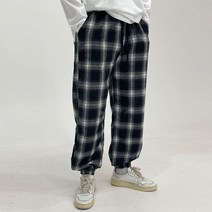 봄 가을 체크 조거 팬츠 / 블랙 레드 딥블루 그린