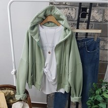 상상그이상 여성용 국내제작 어텀 후드집업 루즈한 가오리핏 고퀄리티 편한 탄탄한 면 간절기 청바지와 잘 어울리는 무지 오버핏 캐쥬얼 후드티 데일리룩