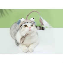와동동다락방 고양이 모자 장난감 낚시대 고양이용품 반려묘장난감, 그레이