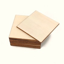 우드버닝 50mm 미완성 나무 조각 빈 DIY 공예그림염색굽기컵 받침에 대한 사각형 컷 아웃 10 개