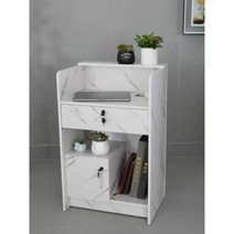 계산대 업소용 프론트 데스크 라운드 인포 상담카운터, 화이트스톤 바닥판포함 60x42x95cm