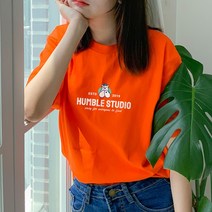 험블스튜디오 미니베어 레터링 라운드넥 코튼 반팔티 3색