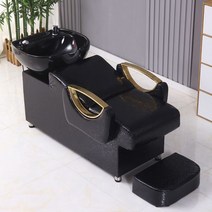 블랙 골드 미용실 샴푸대 의자 헤어샵 이발소 임산부 머리 감는 세면대 베드 살롱 바버샵 두피 지압 체어, 단일사이즈, D_고급블랙