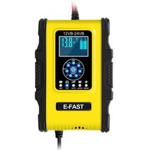오토바이배터리 자동차 충전 자동복원기 EFAST 12V24V LiFePO4 배터리 충전기 리튬 철 인산염 AGM 오토바이 110V240V, Yellow EU