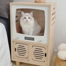 나있고 침대옆 고양이집 원목 숨숨집, 브라운