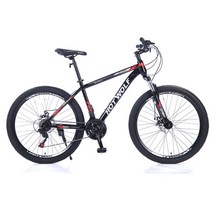 산악자전거 MTB 경량 변속 광폭 mtb자전거 자전거 2426인치 산악 스틸 프레임 남성용 21단 속도 성 십대 남성 및 여성 운동, 블랙 레드, 24인치, 이십 일