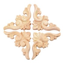 4pcs 6 * 6cm 유럽 스타일 나무 새겨진 코너 온라인 아플리케 가구 도색 한 문 장식, 하나, 나무 색깔