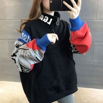 위위브렌 여성용 패션 신상품 입체 칼라 배색 맨투맨
