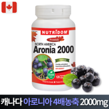 뉴트리돔 아로니아 4배농축 2000mg 120정 캐나다 캡슐 알약 아로니아분말 아로니아환 카포리아, 1개