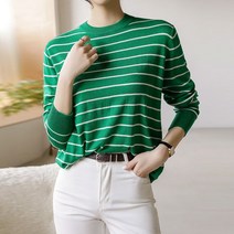 스타일온미 모틴 메리노울 스트라이프 라운드 니트