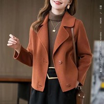 Momolatti 여성용 루즈핏 모직 짧은 코트