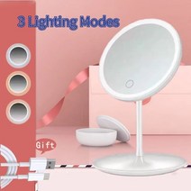 거울 led거울 남이보는내얼굴거울 좌우반전거울 메이크업 LED 드레서 램프데스크탑 화장대 원형 화장품 사진 조명작은, 03 3 Lights white