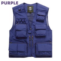 남성용 야외 낚시 조끼 속건성 메시 멀티 포켓 자켓 여름 7XL, [09] Purple, [02] S