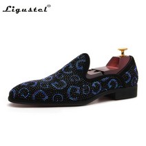 남성 로퍼 가죽 캐주얼 패션 슬립온 플랫 Shoes for man 영국 스타일 웨딩 파티 handmade rhinestone shoes men flats leather 블랙