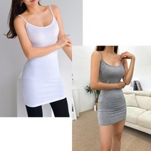 퍼니걸스 6237 데일리 이너 스판 무지 끈나시 미니 원피스 여성의류