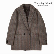 써스데이아일랜드 여성 투 버튼 코쿤 체크재킷 T208MJK238W