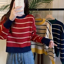 단가라 크롭 니트 티 3종 줄무늬니트 크롭니트 세미크롭니트 겨울크롭티 크롭니트코디 스트라이프니트 크롭