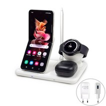 엠텍 UMWH 4IN1 고속 무선 충전기 아이폰 14 갤럭시 4in1 무선충전기 애플워치 갤럭시워치 Z플립 Z폴드 15W 무선충전거치대, UMWH-4INI 무선충전기_블랙+고속충전어댑터