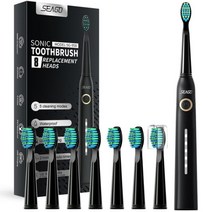 전동칫솔 진동 칫솔 Seago음파 전동 칫솔 USB 충전식 성인 방수 울트라 자동 5 가지 모드 여행용 케이스 포함, CHINA_958Hei-8st 2