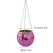 거울 반사경 garden pot planters disco ball outdoor flower pots rope mirror hang basket wall home room 정원, 핑크20