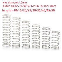 태엽 스프링 인장 볼트 코일 금형 스파이럴 대형 용수철 10 개몫 1.0mm 스테인레스 스틸 마이크로 소형 압축 od 6-15mm 길이 15mm 50mm, 13mm, 25mm
