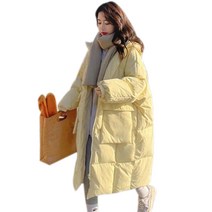 HOLIDIS 여성용 롱패딩 겨울 면복 코트 편한 빅사이즈 오버핏 패션 느슨한 면화 코트