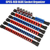 소켓 정리 세트 6 개 보관 레일 랙 1/4 드라이브 클립 프리미엄 품질 홀더, 01 6PCS-RED BLUE