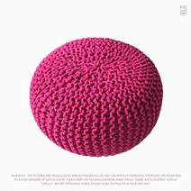 뜨개질 수제 방석 스툴 두꺼운 방석 원형 키높이, 핫핑크