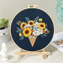 퀼트 패키지 어버이날 디스크 장식 퀼트배우기 DIY 파우치 가방만들기 자수, 컬러풀한 꽃말(20cm)+브라켓