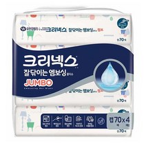 크리넥스 잘닦이는 엠보싱 점보 캡형 물티슈 70매x4팩, 1개, 4개