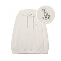 MLB 엠엘비 베이직 스몰로고 오버핏 후드티 LA (Cream)