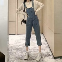 매일리룩 여성 캐주얼 청 멜빵바지 포켓 데님 점프수트