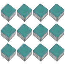 12Pcs 큐 스틱 닦아 가루 풀 테이블 큐 초크 당구 재생 액세서리, 01 Green2.5x2cm