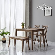 오크빌 씨오트원목식탁4인용벤치세트(식탁1+의자2+벤치1), 스톤워시