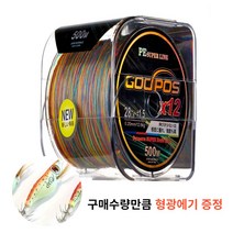 GODPOS 5색 12합사 낚시줄 합사줄 300M 혼합색상_다이니마/PE 슈퍼라인, 1.5호